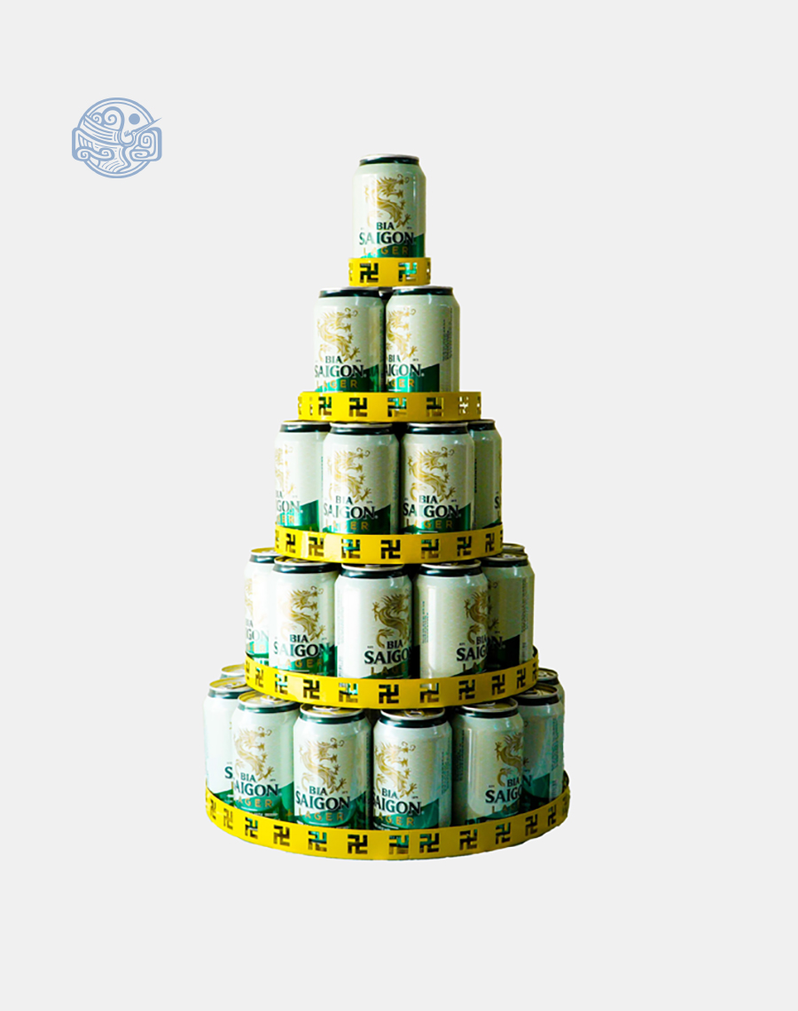 Bộ khay thép tròn bày tháp bia, nước ngọt