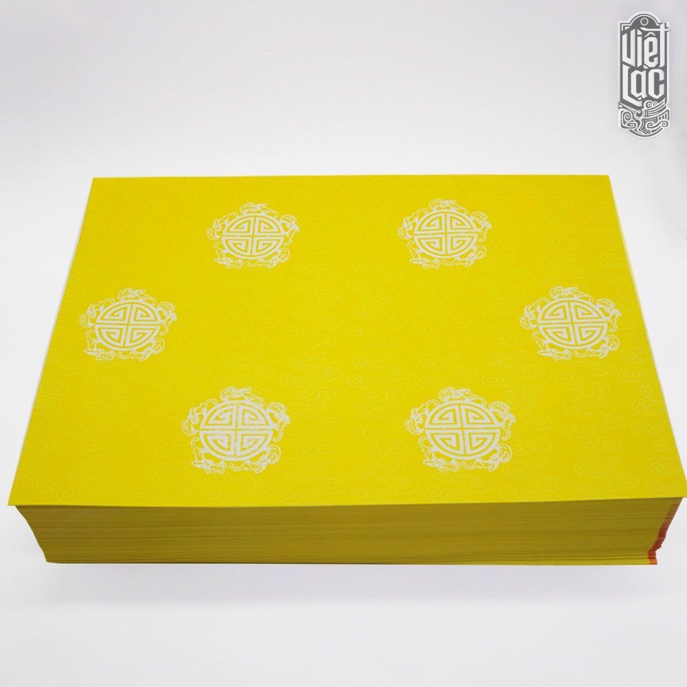 Giấy in sớ Việt Lạc vân mây chữ thọ trắng nền vàng - Ảnh 6