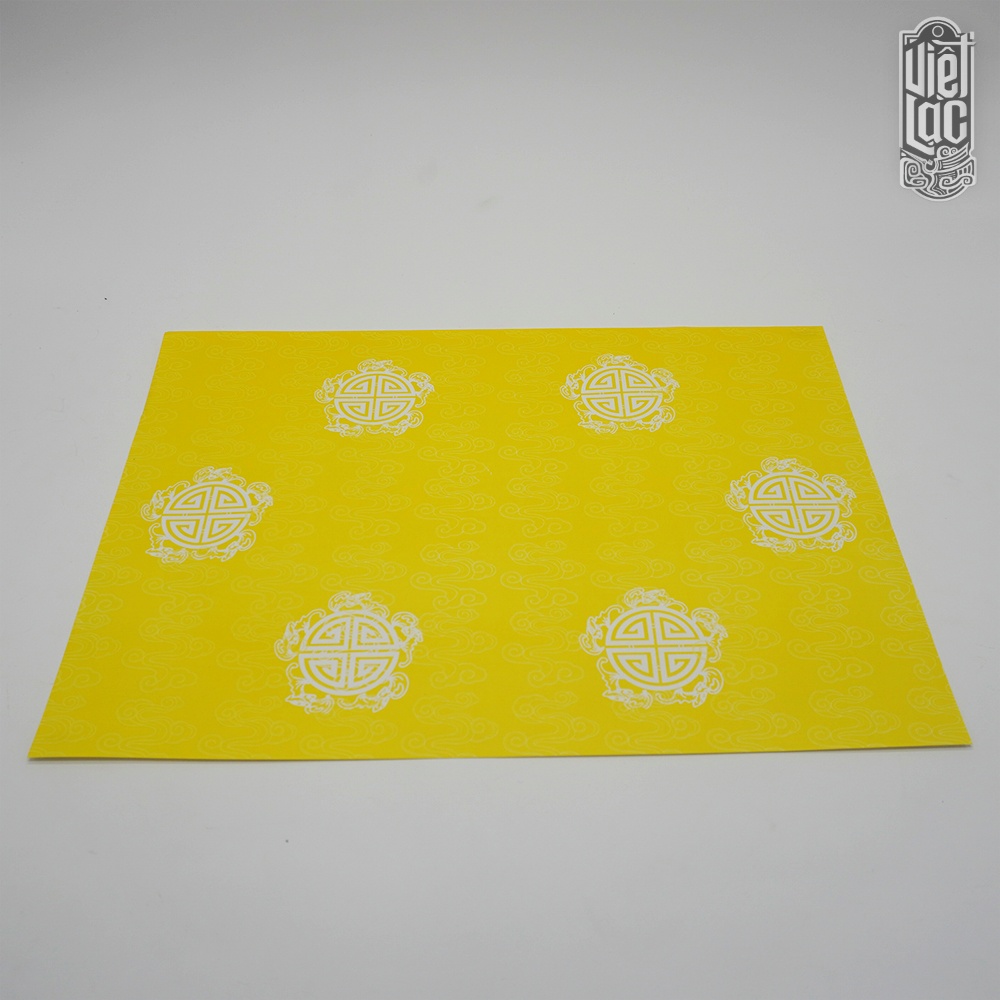 Giấy in sớ Việt Lạc vân mây chữ thọ trắng nền vàng - Ảnh 4