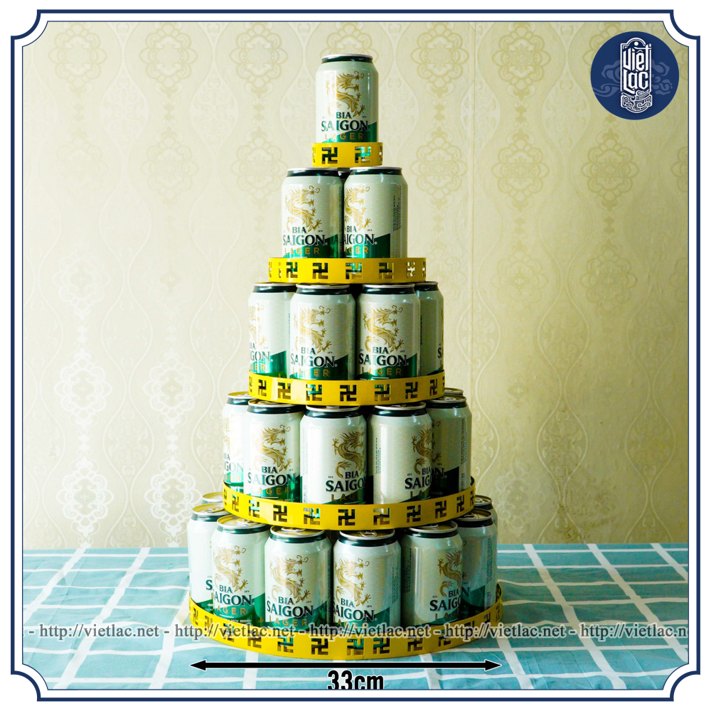 Bộ khay thép tròn bày tháp bia, nước ngọt - Ảnh 2