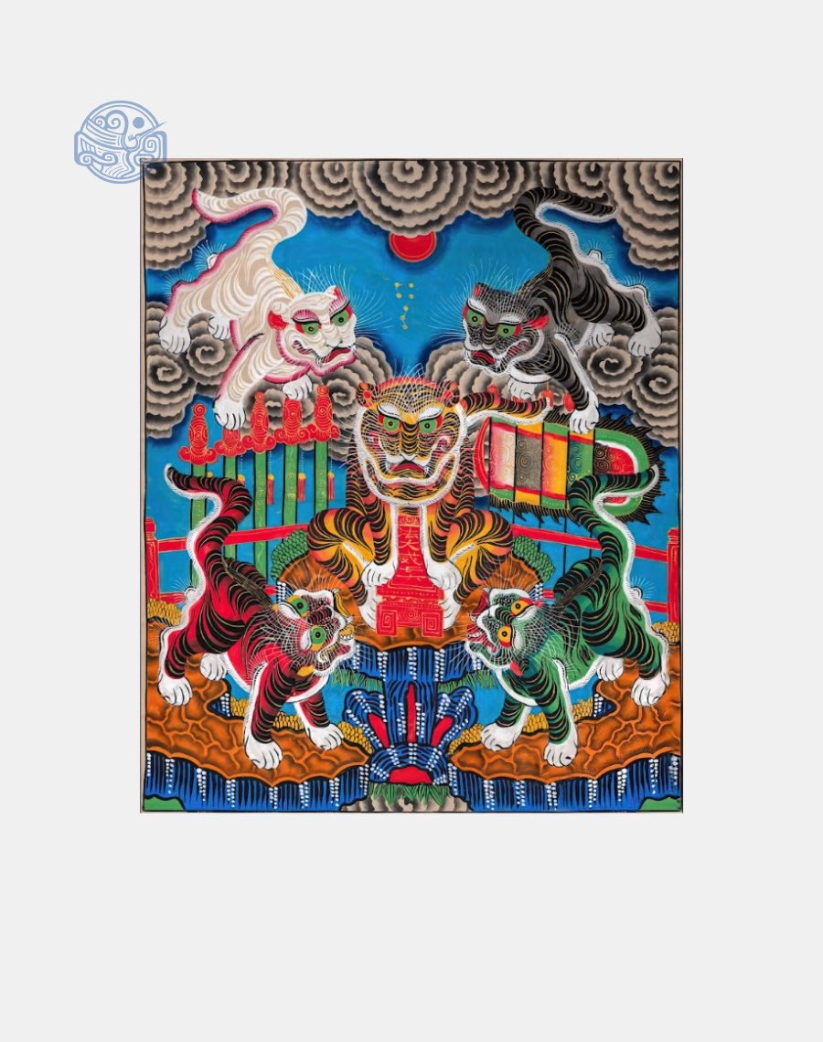 Tranh Ngũ Hổ vuông chất liệu nhựa xốp