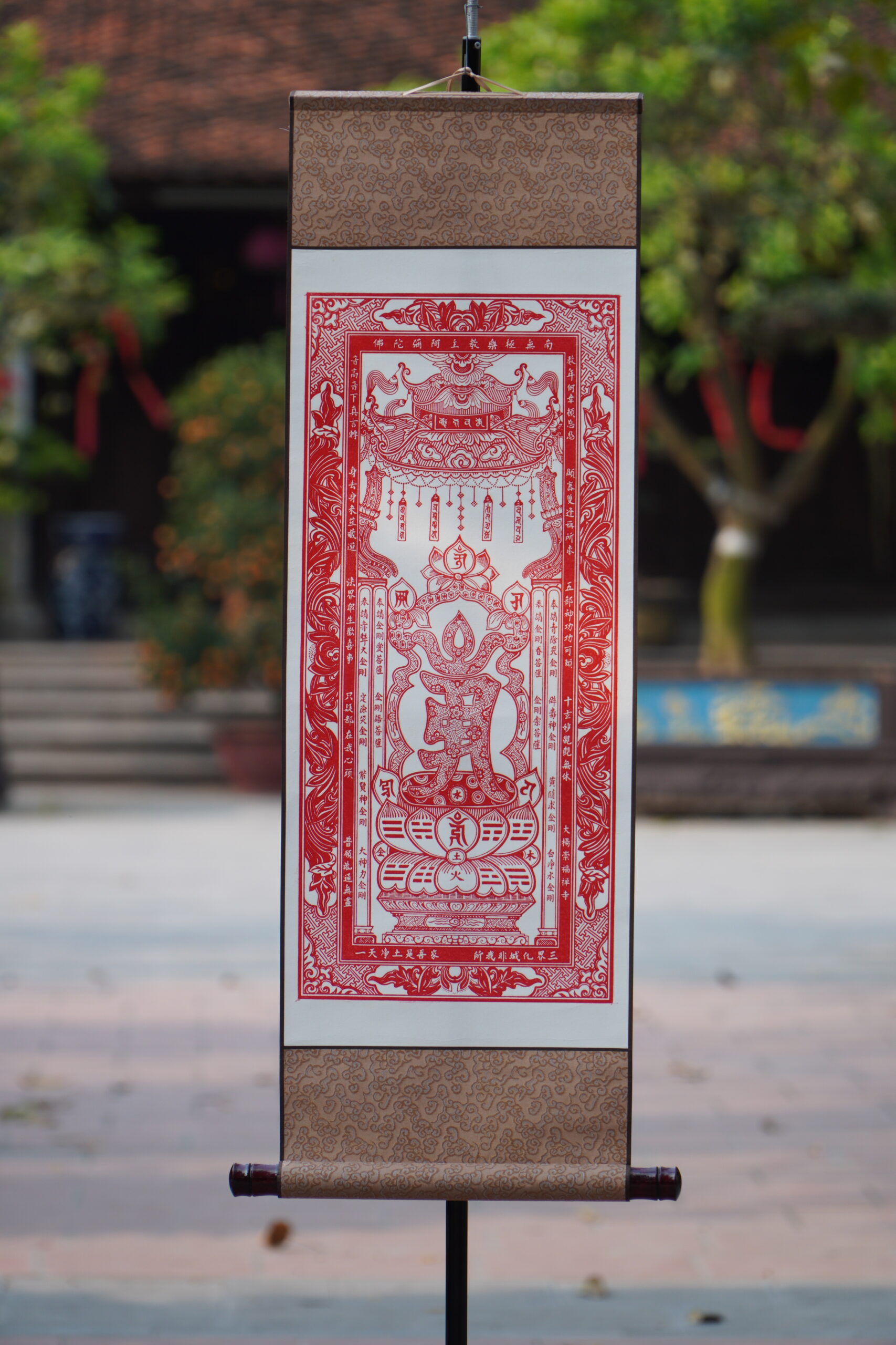 Tranh mộc bản chữ Án giấy dó bồi biểu - Ảnh 2