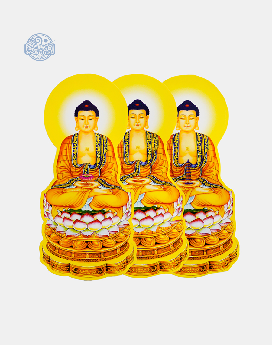 Bộ tranh Tam Thế Phật Tọa Sen chất liệu ép plastic