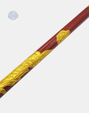 Gậy tích trượng trạm hoa văn rồng 1m6 gỗ