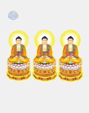 Bộ tranh Tam Thế Phật tọa sen chất liệu nhựa xốp