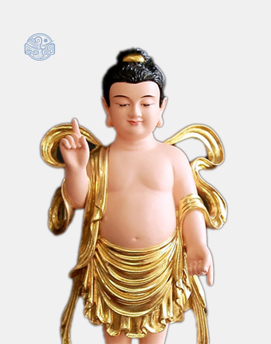 Tượng Phật Đản Sinh Bằng Composite, Cao 40cm, Dát Vàng - Ảnh 2