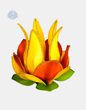 Đèn lụa hoa sen vàng xanh đỏ không đế
