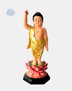 Tượng Phật Đản Sinh Bằng Composite, Cao 90cm, Vẽ Vàng