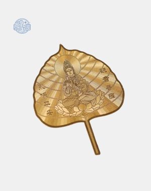 Lá Bồ Đề mạ vàng cầu phúc lộc bình an 8x5cm