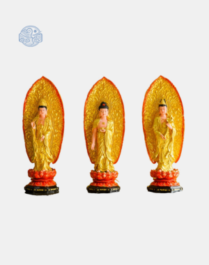 Tượng Tam Thánh đứng 80cm composite (có lá đề + đèn)