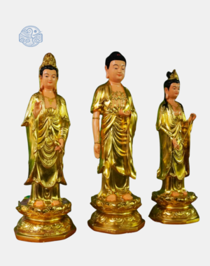 Bộ tượng Tây Phương Tam Thánh Đứng Dát Vàng bằng composite, cao 90cm