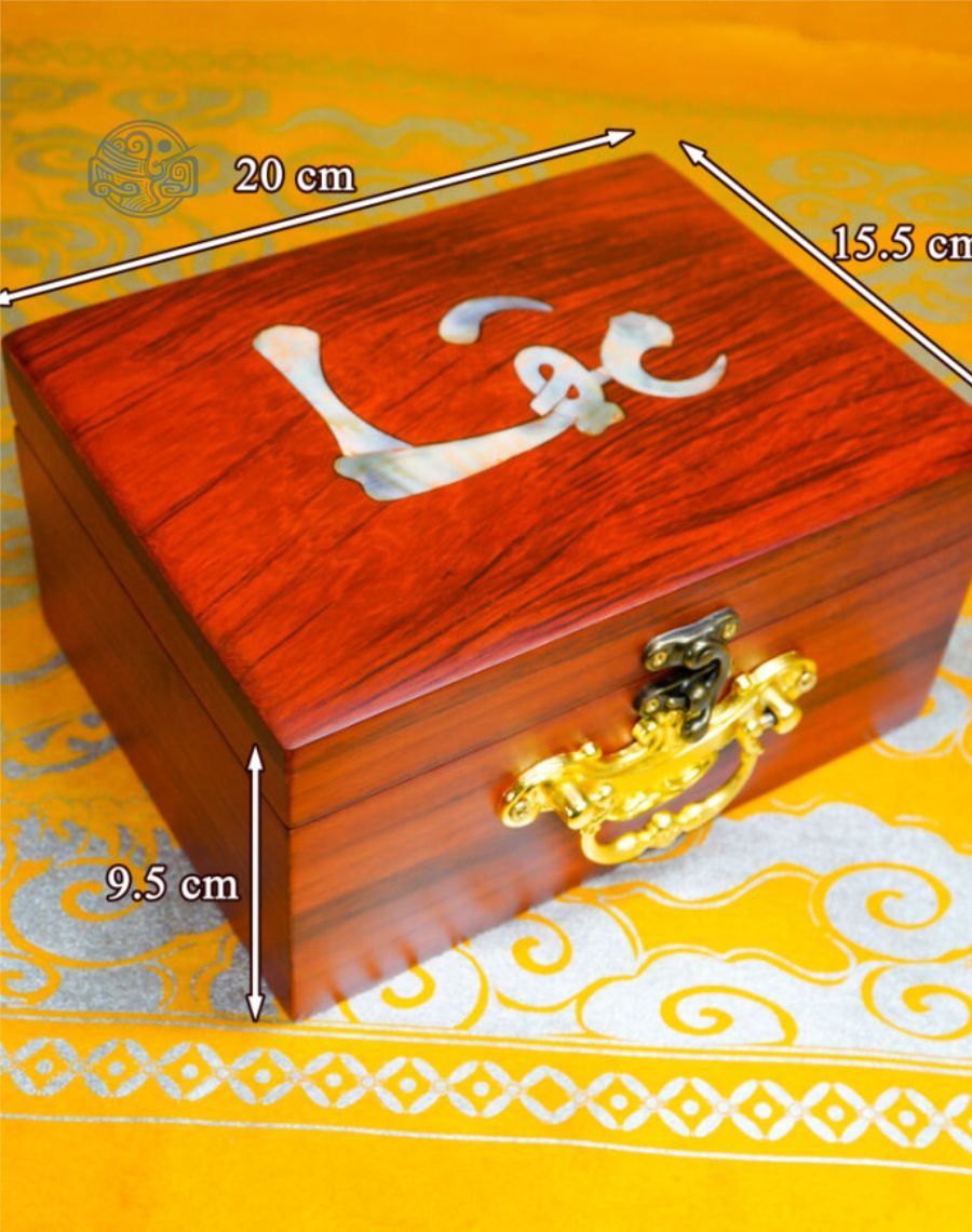 Hộp đựng khảm trai gỗ hương huyết (chữ Lộc) - Ảnh 2