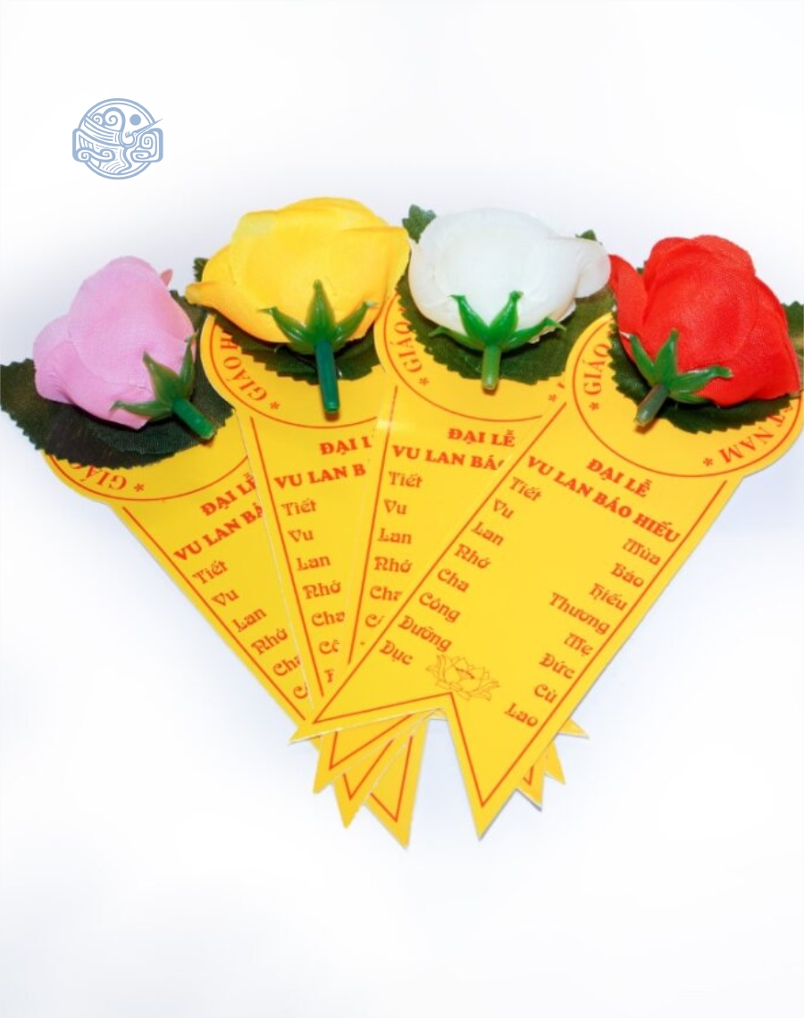 Hoa cài áo Vu Lan kèm thiệp dg50 - Ảnh 2