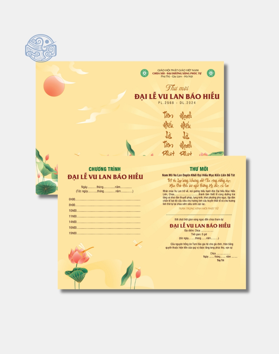 Thiệp mời thiết kế (mùa Vu Lan, Phật Đản, lễ, tết,...)