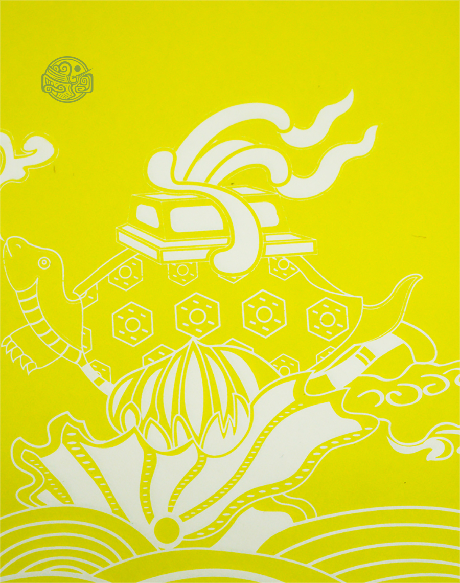 Giấy In Sớ Tứ Linh Bạch Sắc 500DL60 42x60cm nền vàng - Ảnh 3