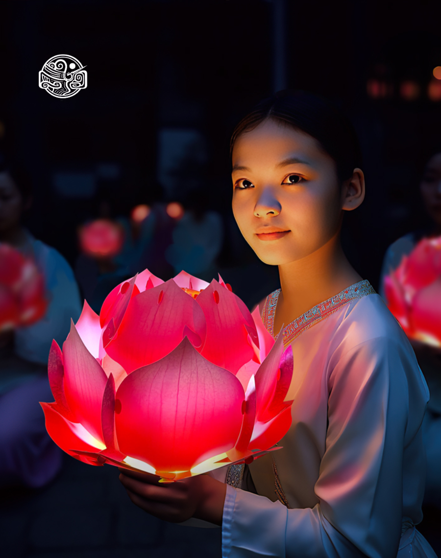 Lồng đèn liên hoa 32cm nhựa - Ảnh 3