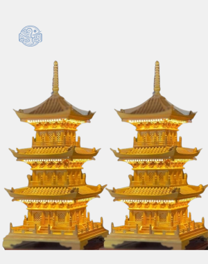 Tháp Dược sư 3 tầng 90cm gỗ hoàng dương