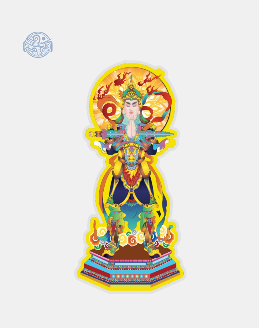 Tranh Hộ Pháp Khuyến Thiện (vẽ tay) ép plastic