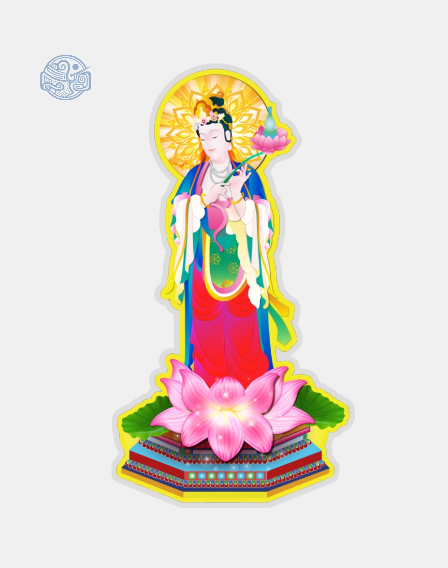 Tranh Quán Thế Âm Bồ Tát (vẽ tay) ép plastic