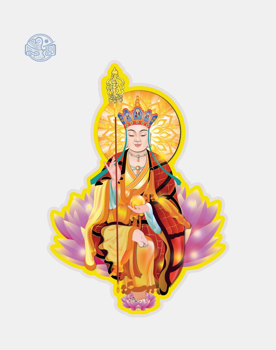 Tranh Địa Tạng Vương Bồ Tát (vẽ tay) ép plastic