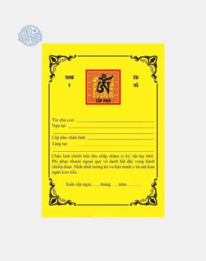Phách minh y tài mã cấp vong linh 21x30cm giấy
