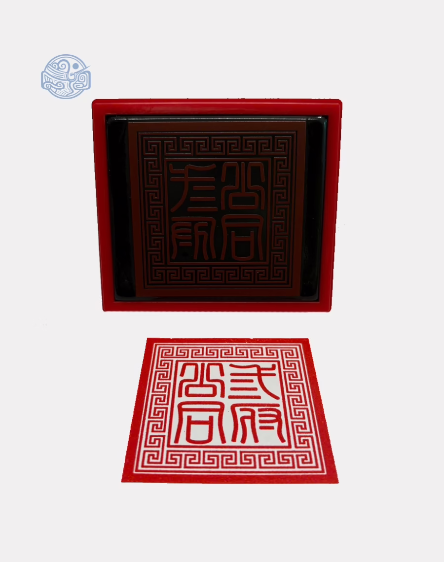 Dấu triện tam phủ thấm mực có núm tròn 6x6cm