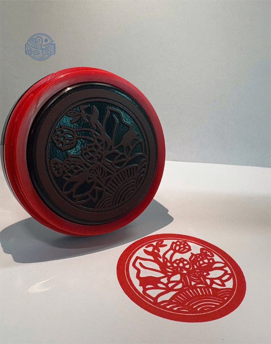 Dấu triện liên hoa thấm mực có núm tròn 5x5 cm - Ảnh 2